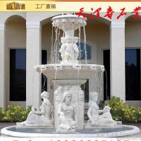 汉白玉石雕喷泉/欧式人物雕刻造型大理石喷泉/楼盘专用